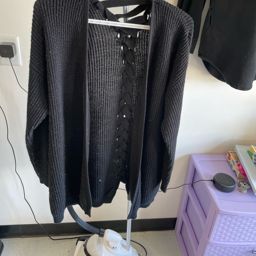 Black Cardigan with braided spine